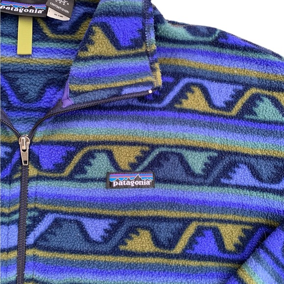 Vintage 1999 Patagonia Made In USA Wave Print Fleece Jacket Men’s Size Large - Picture 5 of 7